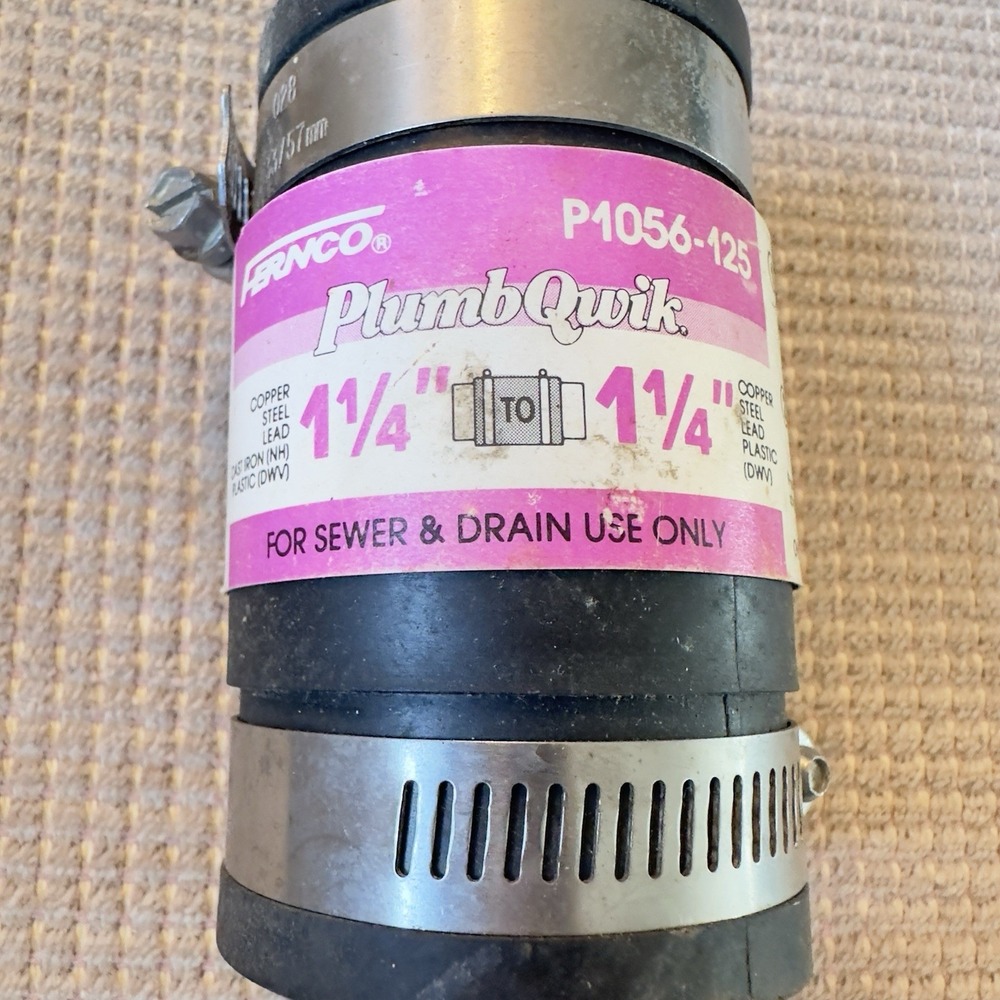 Fernco P1056-125 Flexible PVC Pipe Coupling for Cast Iron, Plastic or Steel to C